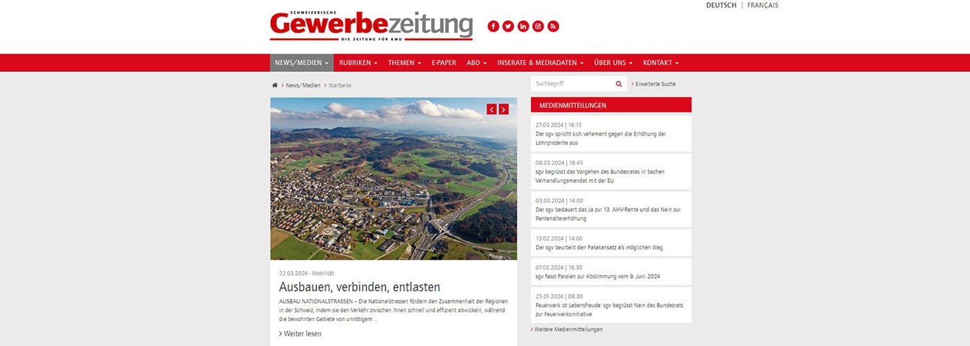 Schweizerische Gewerbezeitung sgz - die Zeitung für KMU